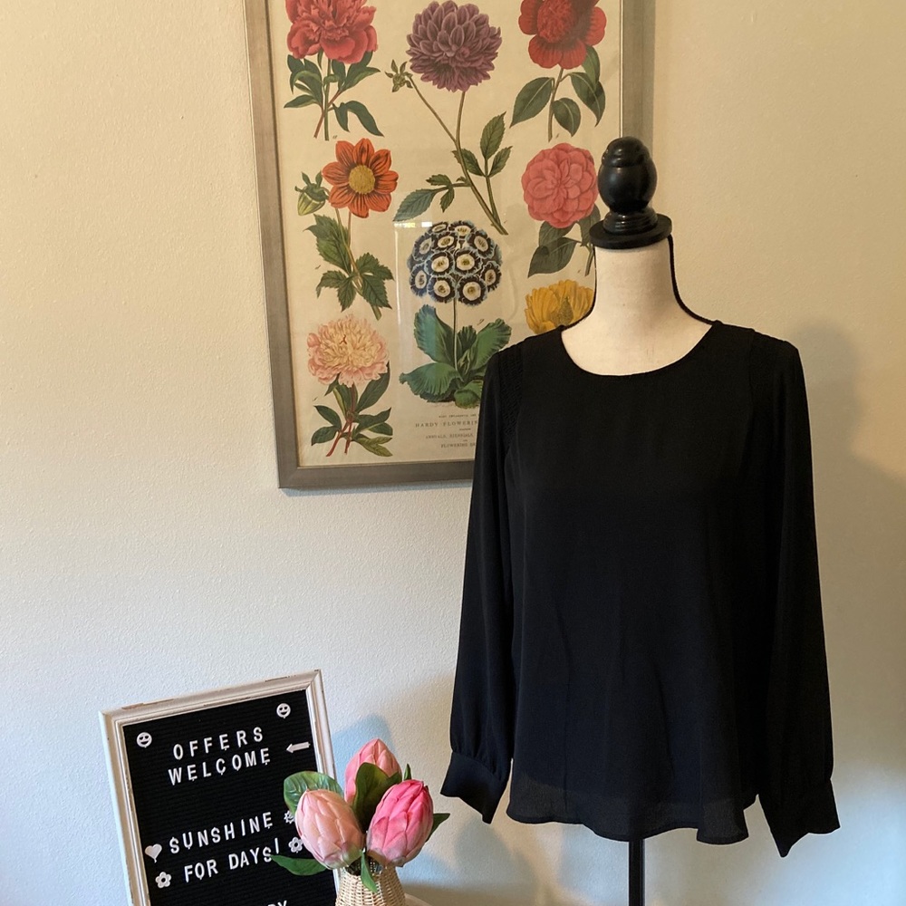 Long Sleeve Smocked Shoulder Top